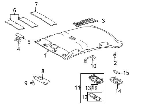 2009 Toyota Corolla Interior Trim - Roof Diagram