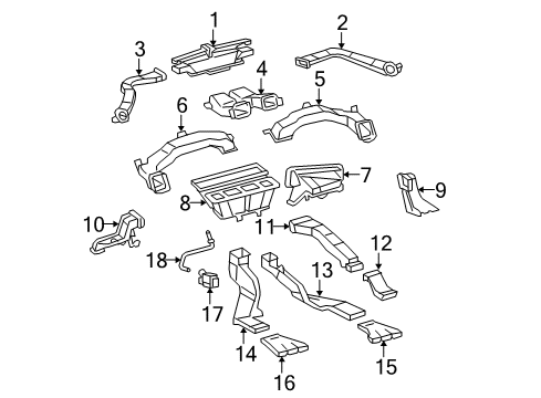 2013 Toyota Highlander Floor Duct, Rear Passenger Side Diagram for 87212-0E050