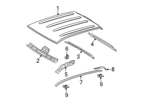 2011 Toyota Tundra Roof Panel Diagram for 63111-0C090