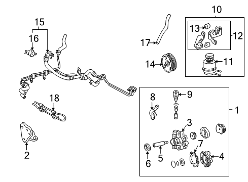 2004 Toyota Sequoia Power Steering Pump & Cooler Lines Diagram