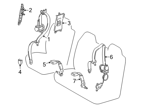 2018 Toyota Sequoia Second Row Seat Belts Diagram