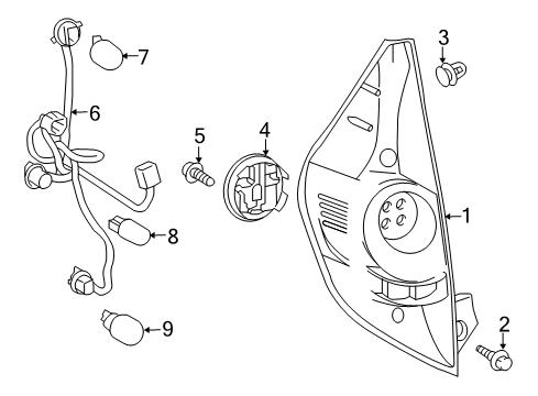 2012 Toyota Prius C Combination Lamps Diagram