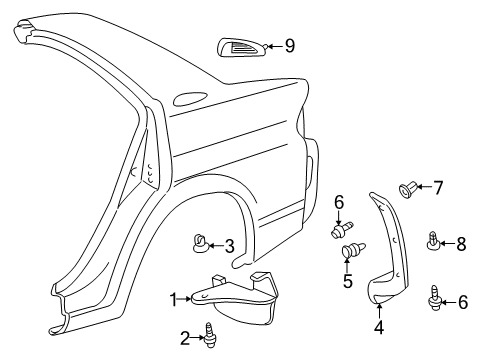 2002 Toyota Prius Exterior Trim - Quarter Panel Diagram