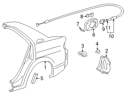 2002 Toyota Prius Quarter Panel & Components Diagram