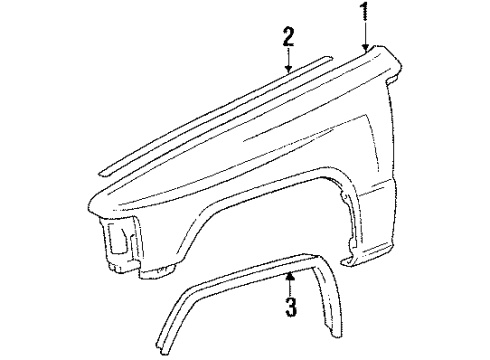 1987 Toyota 4Runner Wheel Opening Molding, Passenger Side Diagram for 75085-89102