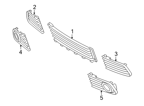 2005 Toyota Prius Grille & Components Diagram