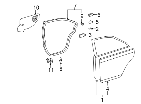 2010 Toyota Camry Door & Components Diagram 4 - Thumbnail