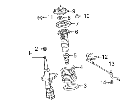 2006 Toyota Matrix Struts & Components Diagram