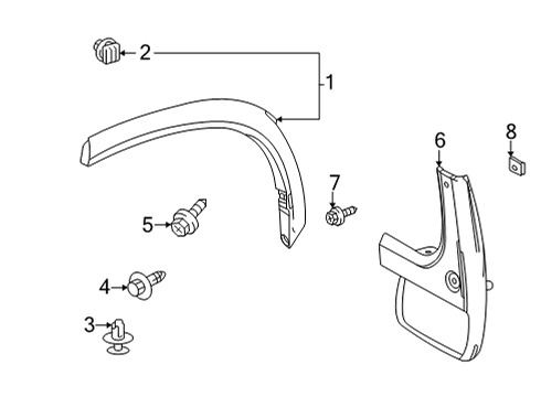 2025 Toyota Highlander Exterior Trim - Quarter Panel Diagram