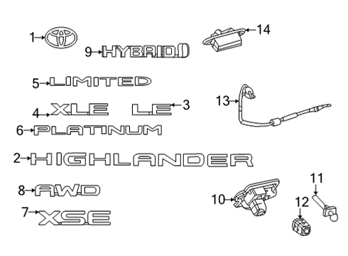 2025 Toyota Highlander Exterior Trim - Lift Gate Diagram
