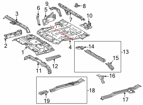 2019 Toyota Sequoia Rear Floor & Rails Diagram