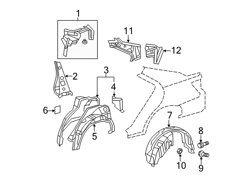 2008 Toyota Camry Inner Structure - Quarter Panel Diagram 4 - Thumbnail