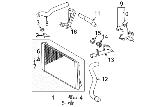 2004 Toyota Sienna Radiator & Components Diagram