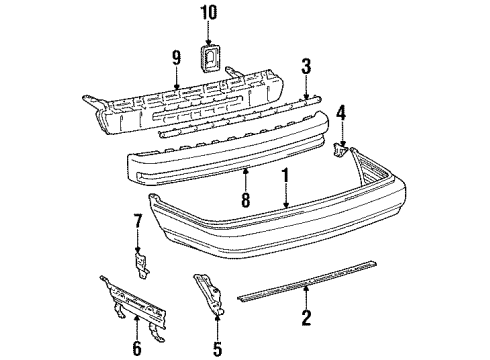 1991 Toyota Camry Bumper Assembly - Rear Diagram