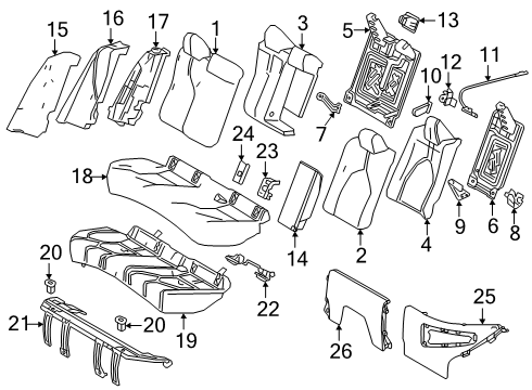 2025 Toyota Camry Rear Seat Components Diagram