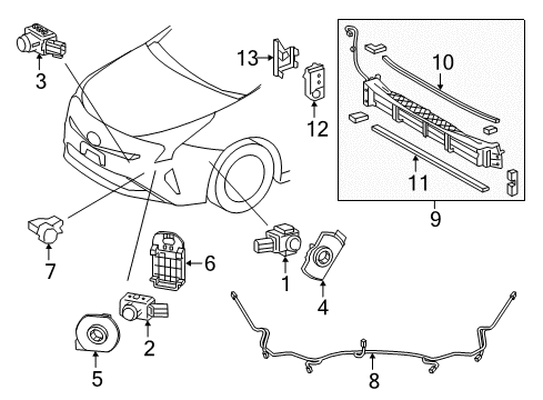 2017 Toyota Prius Prime Parking Aid Diagram