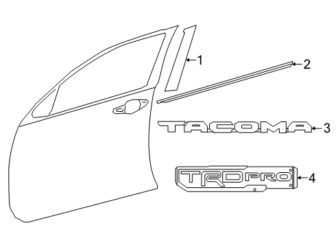 2019 Toyota Tacoma Exterior Trim - Front Door Diagram
