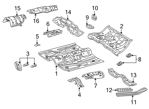 1998 Toyota Corolla Center Floor Pan Diagram for 58211-02901