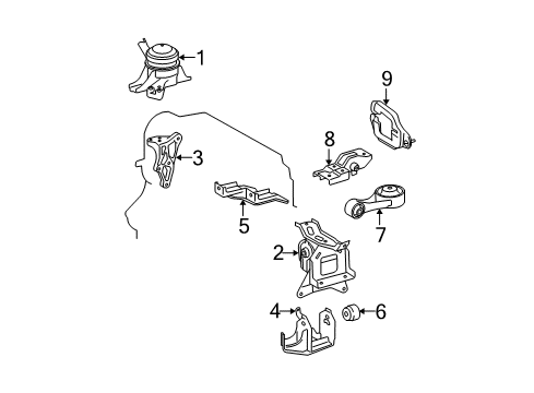 2007 Toyota Yaris Engine & Trans Mounting Diagram
