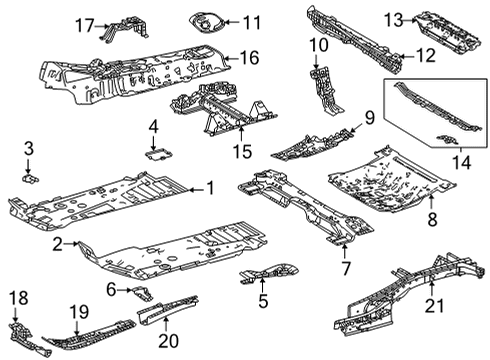 2025 Toyota Highlander Floor & Rails Diagram