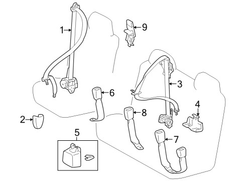 2021 Toyota Tundra Rear Seat Belts Diagram