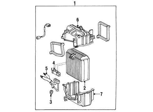 1992 Toyota Paseo A/C Evaporator Components Diagram