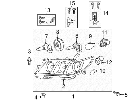2007 Toyota Camry Turn Signal Bulb, Front Diagram for 90981-AF003