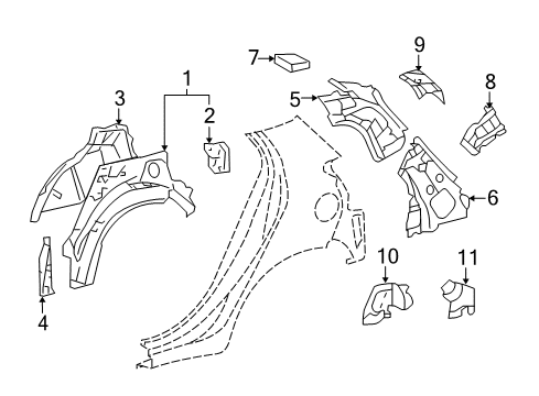 2014 Toyota Yaris Inner Structure - Quarter Panel Diagram 2 - Thumbnail