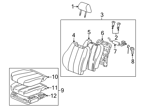 2000 Toyota Solara Front Seat Components Diagram 2 - Thumbnail