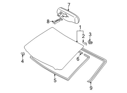 2000 Toyota Avalon Glass - Windshield Diagram