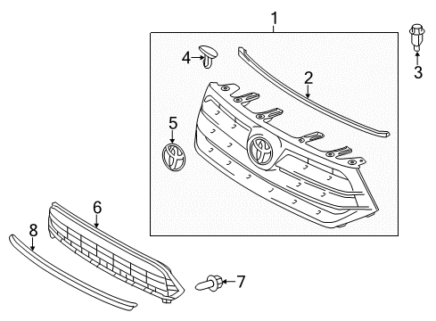 2012 Toyota Highlander Grille & Components Diagram