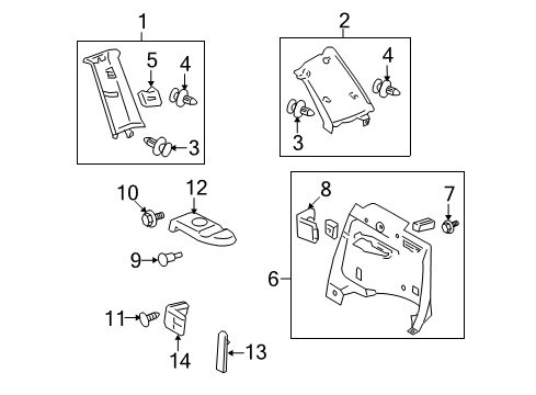 2006 Toyota Highlander Lower Quarter Trim, Driver Side Diagram for 64740-48040-A0
