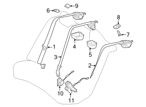 2025 Toyota Crown Rear Seat Belts Diagram