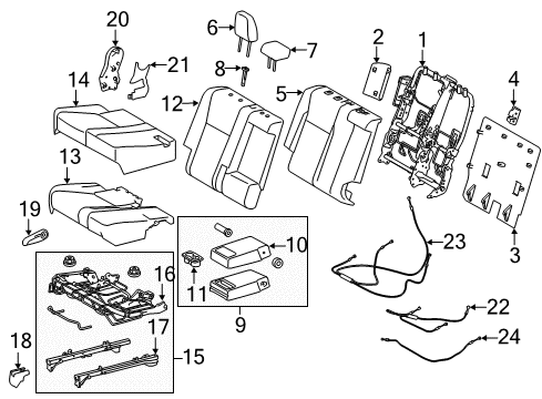 2019 Toyota Highlander Second Row Seats Diagram 2 - Thumbnail