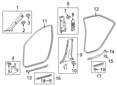 2017 Toyota Camry Interior Trim - Pillars Diagram