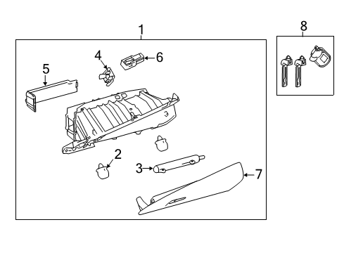 2021 Toyota Camry Glove Box Assembly Stopper, Front Diagram for 55054-06100