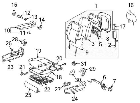 2004 Toyota Sienna Seat Adjust Assembly Protector, Inner Diagram for 71537-33010