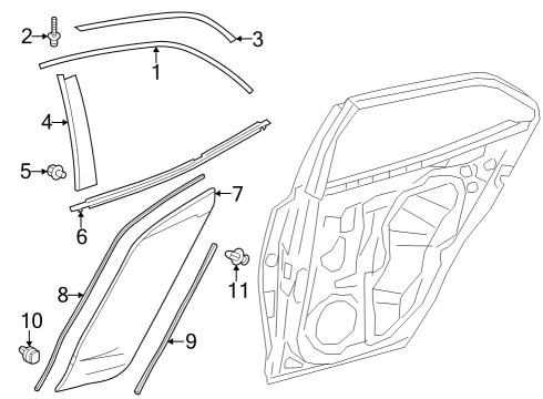 2025 Toyota GR Corolla Exterior Trim - Rear Door Diagram