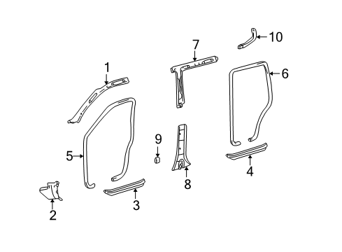 1999 Toyota Land Cruiser Interior Trim - Pillars Diagram