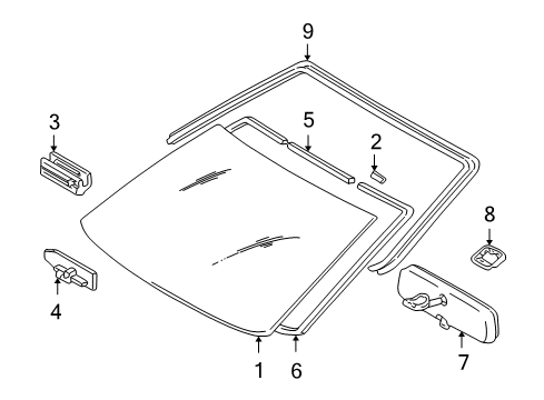2005 Toyota Echo Glass - Windshield Diagram