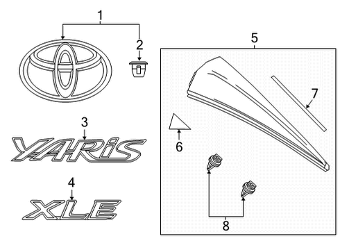 2020 Toyota Yaris Corner Trim, Passenger Side Diagram for 76897-WB001