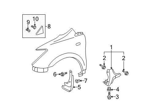 2004 Scion xA Exterior Trim - Fender Diagram