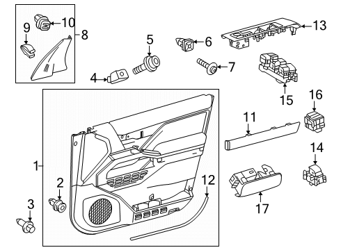 2025 Toyota Tacoma Interior Trim - Front Door Diagram