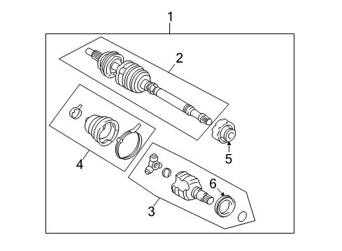 2004 Scion xA Drive Axles - Front Diagram
