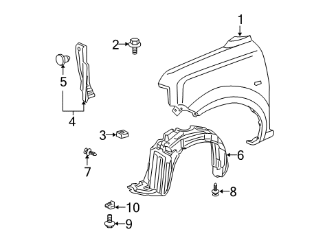 2005 Scion xB Fender & Components Diagram