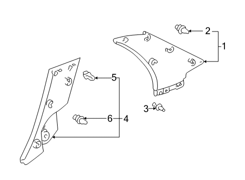 2000 Toyota Echo Interior Trim - Quarter Panels Diagram 2 - Thumbnail