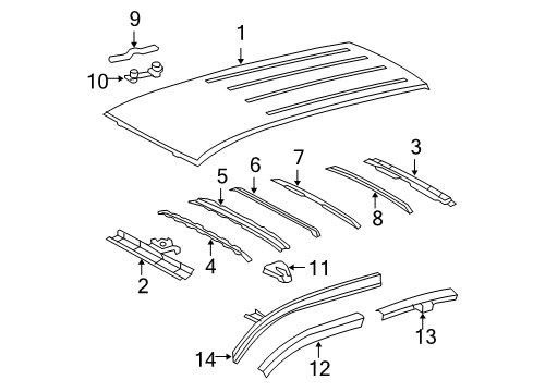 2007 Toyota RAV4 Roof & Components Diagram