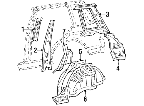 1988 Toyota Tercel Inner Components - Quarter Panel Diagram 3 - Thumbnail