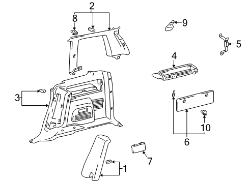 2000 Toyota RAV4 Interior Trim - Quarter Panels Diagram
