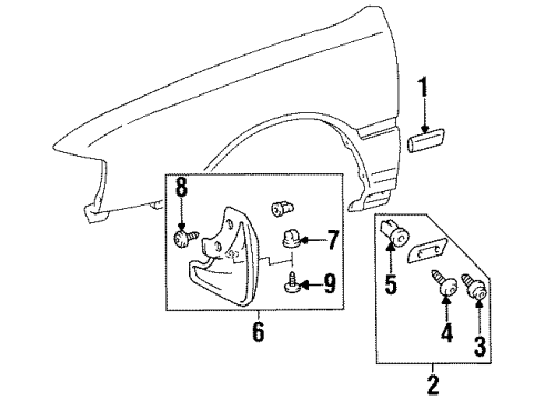 1996 Toyota Avalon Exterior Trim - Fender Diagram